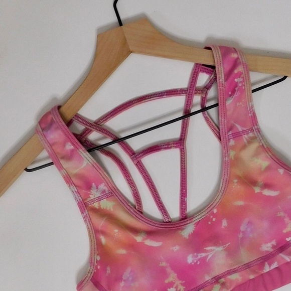 NWT!! Anthropologie DAILY PRACTICE Sofia Pink Floral Sports Bra Strappy Medium - Picture 4 of 13